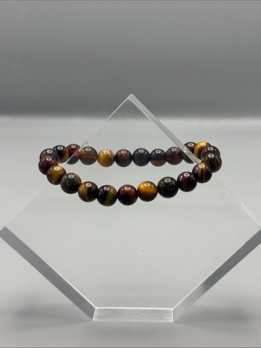 Multicolor Beaded Stretch Bracelet - Tiger Eye & Red Brown Stones